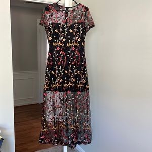 Brand new long black and floral dress
